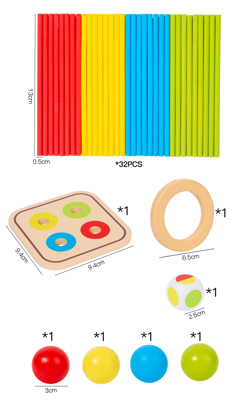 Wooden Stick Game Puzzle Dice Toy