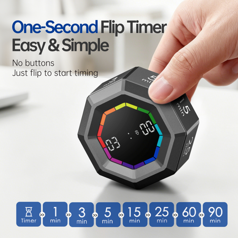 Timer Wholesale Eight Side Gravity Countdown Timer Magnetic Back Visual Cube Kitchen Timer ADHD Kids Learning Pomodoro Timer
