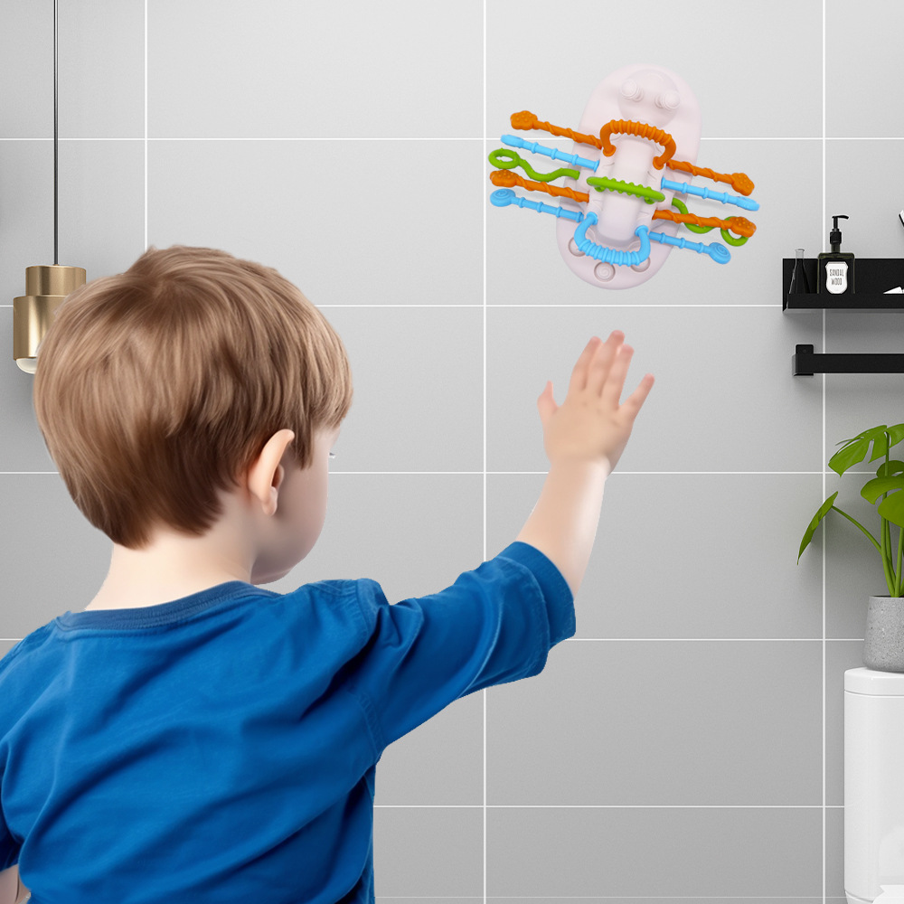 Silicone Finger Toy for Safe Baby Fine Motor Skills Training Puzzle Fun Pull-Up Dining Table Educational Toys