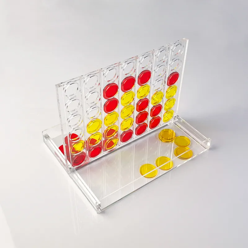 Acrylic Stereo Board Game with Red Yellow Pieces Educational Game
