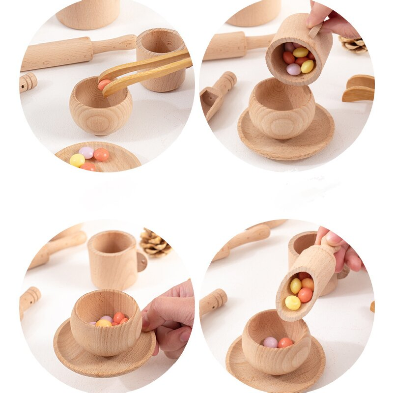 Wooden Sensory Bin Tools Montessori Toys for Toddlers Preschool Children Transfer Work and Fine Motor Learning