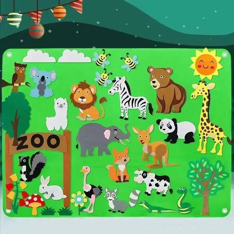 Preschool Learning Felt Story Zoo Educational Play Mat Set for 0-24 Months Unisex Factory Price