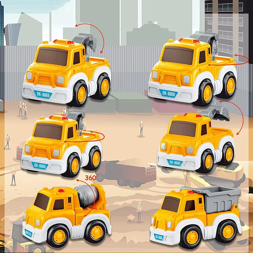 Kids Creative Plastic Toys Electric Construction Truck Carrier Transport Trucks Toys with Sound and Light Detail 6