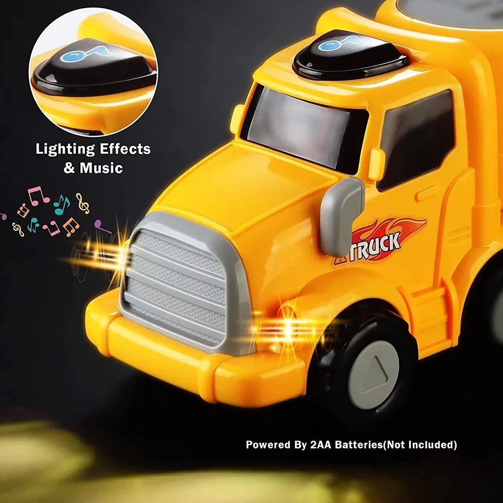 Hot Sales Promotional Gift Kids Creative Plastic Toys Electric Construction Truck Carrier Transport Trucks Toys with Sound and Light