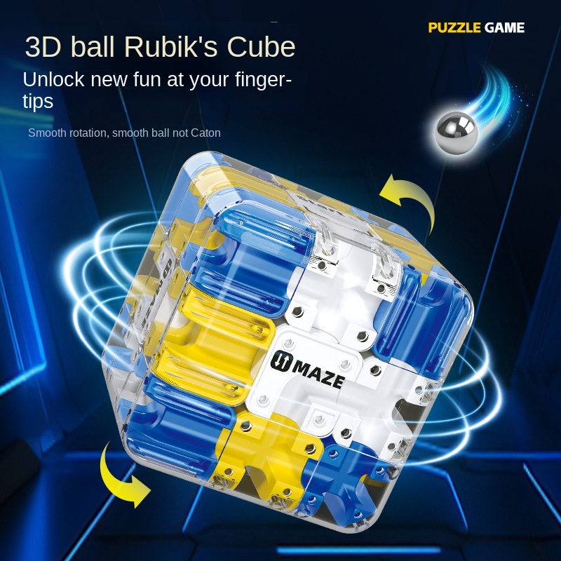 Ysj 3D Maze Cube Puzzle Toy with 3x3 Magic Rolling Balls for Kids Logical Thinking Training and Parent-Child Play