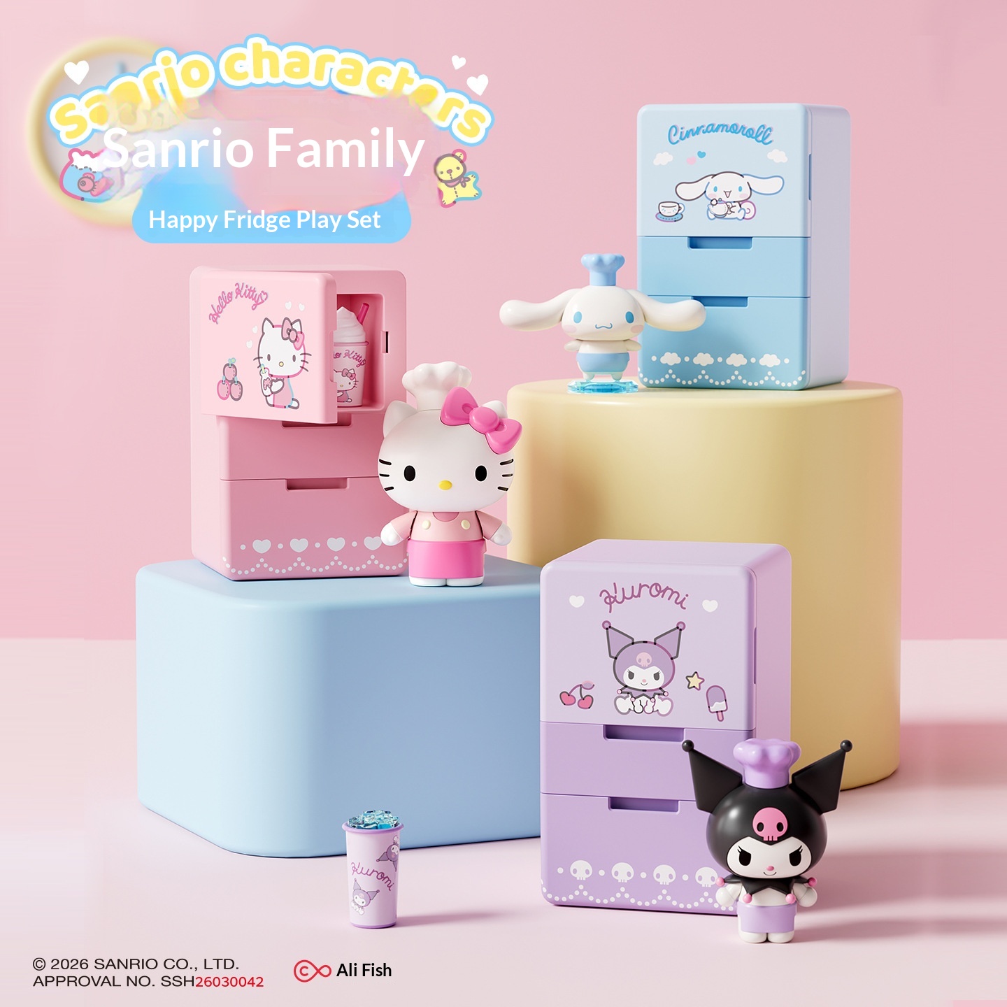 YD TOYS Educational Outdoor Barbecue Convenience Store Kuromi Cinnamon Dog HelloKitty Children's Play House Toy Mini Kitchen