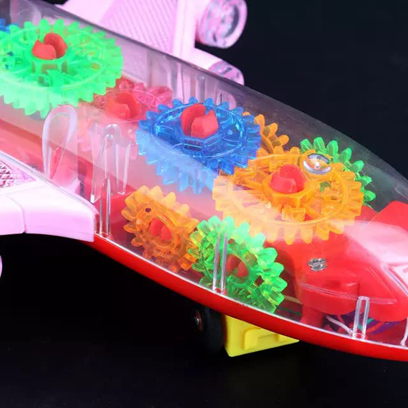 Tombotoys Transparent B/O Toy Airplane Universal Electric Aircraft Transparent Gear Airplane Model Music Light Plastic Airplane Gear Plane Toy