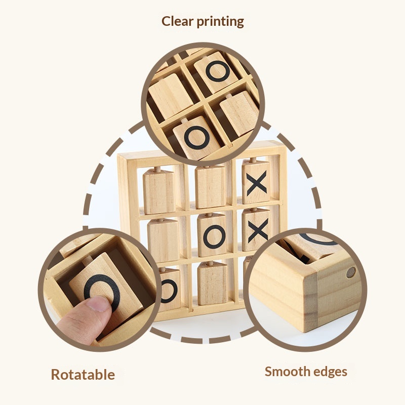 Children's Wooden Puzzle Fun Parent-Child Interaction Two-Person Battle Tic-Tac-Toe Logical Thinking Early Learning Desktop Toy
