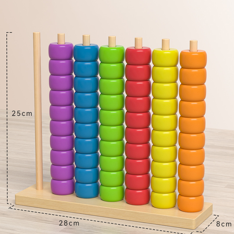 Montessori Sorting Stacking Ring Logic Beads Matching Number Counting Math Learning Educational Toys for Kids Boys Girls