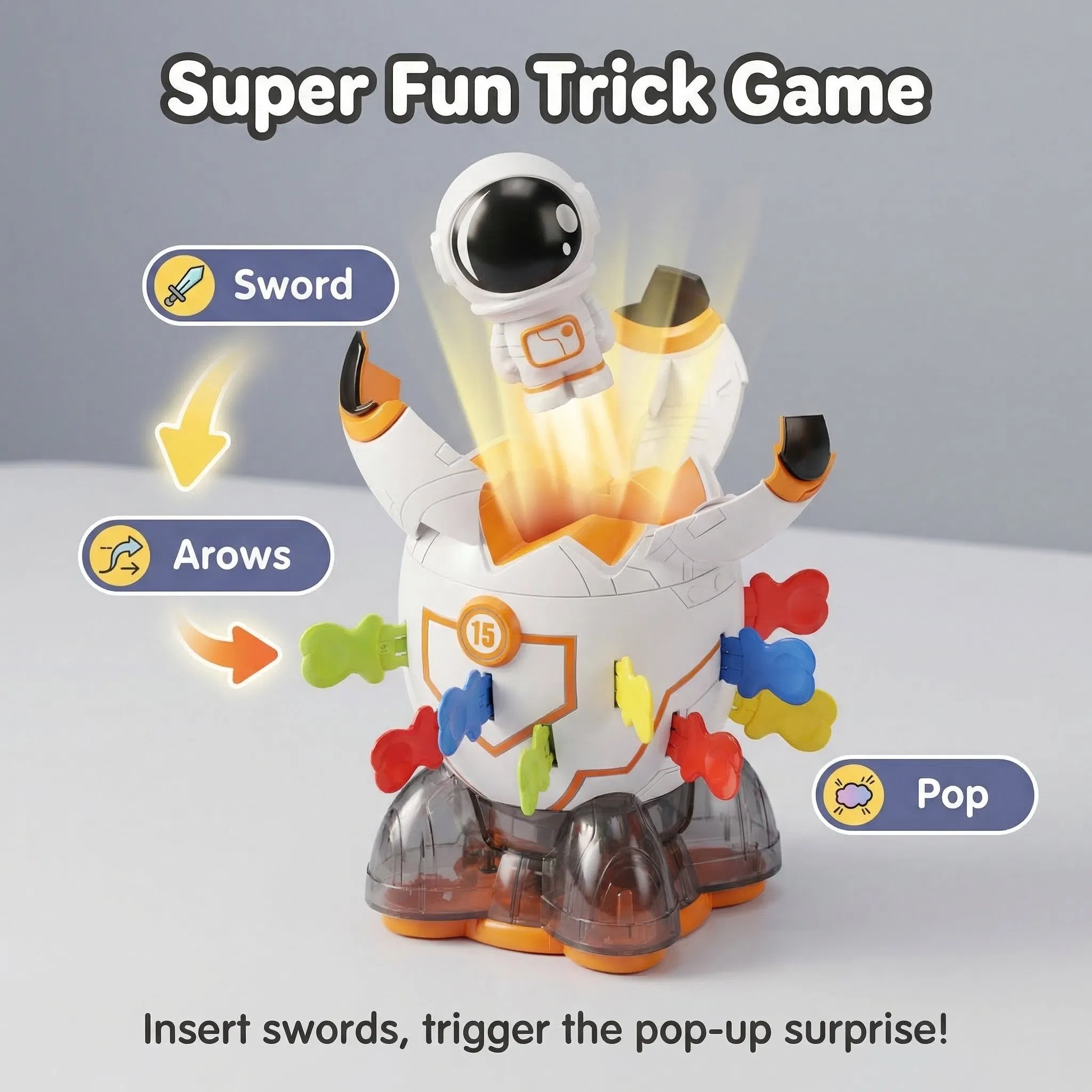 Kids Educational Pop up Astronaut Toy Family Interactive Desktop Board Game Puzzle Games Multiplayer Sword Insertion Tricky Party Play Set
