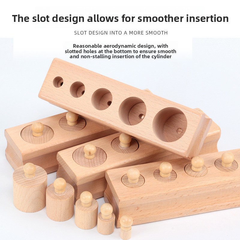 Montessori Early Education Teaching Aid Cylinder Insets Wooden Educational Toy for Preschoolers Young Children Color Box