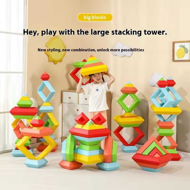 Children's Educational Plastic Montessori Stacking Toys Fine Motor Skills Plastic Pyramid Block Model Toy