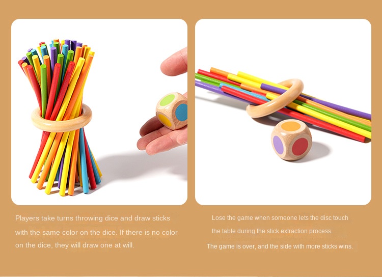 Wooden Stick Game Puzzle Dice Toy