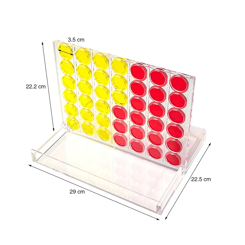 Acrylic Stereo Board Game with Red Yellow Pieces Educational Game