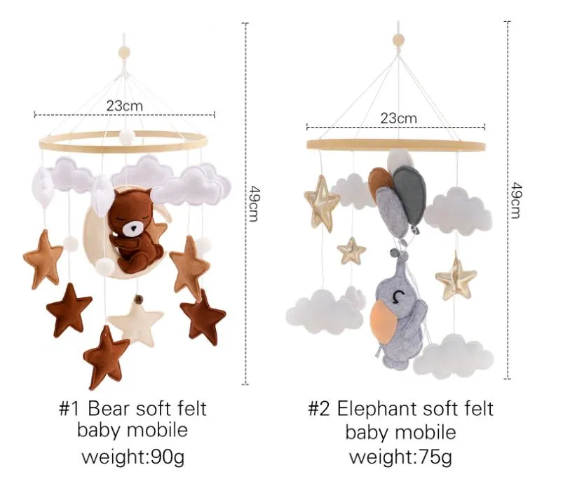 Fabric Plastic Wooden Baby Musical Mobile Toys
