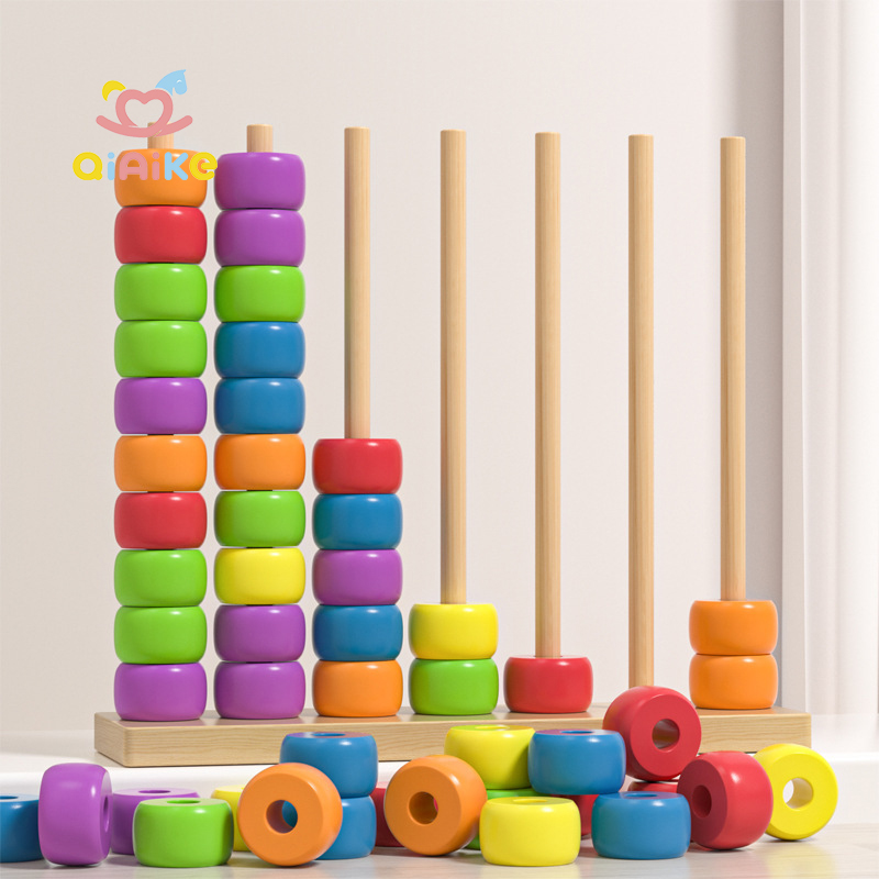 Montessori Sorting Stacking Ring Logic Beads Matching Number Counting Math Learning Educational Toys for Kids Boys Girls