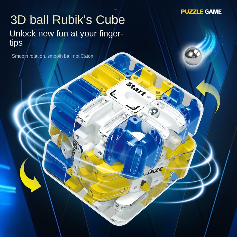 Ysj 3D Maze Cube Puzzle Toy with 3x3 Magic Rolling Balls for Kids Logical Thinking Training and Parent-Child Play