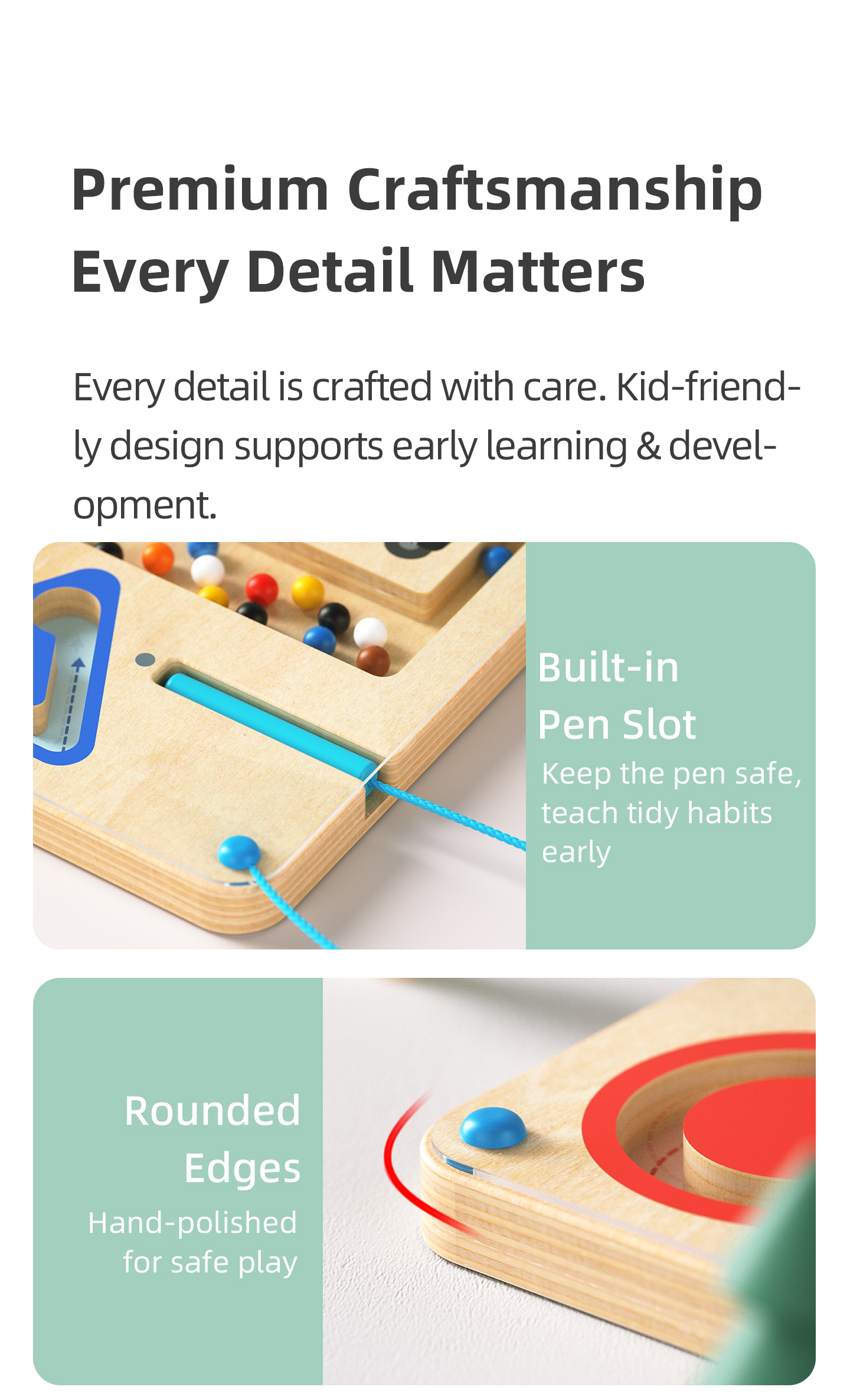 Montessori Wooden Educational Toys for Toddlers 1-3 Years Sensory Train Magnetic Maze