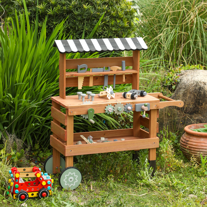 Premium Wooden Kids Workbench Toy with Realistic Tools for Pretend Play and Early Childhood Skill Development