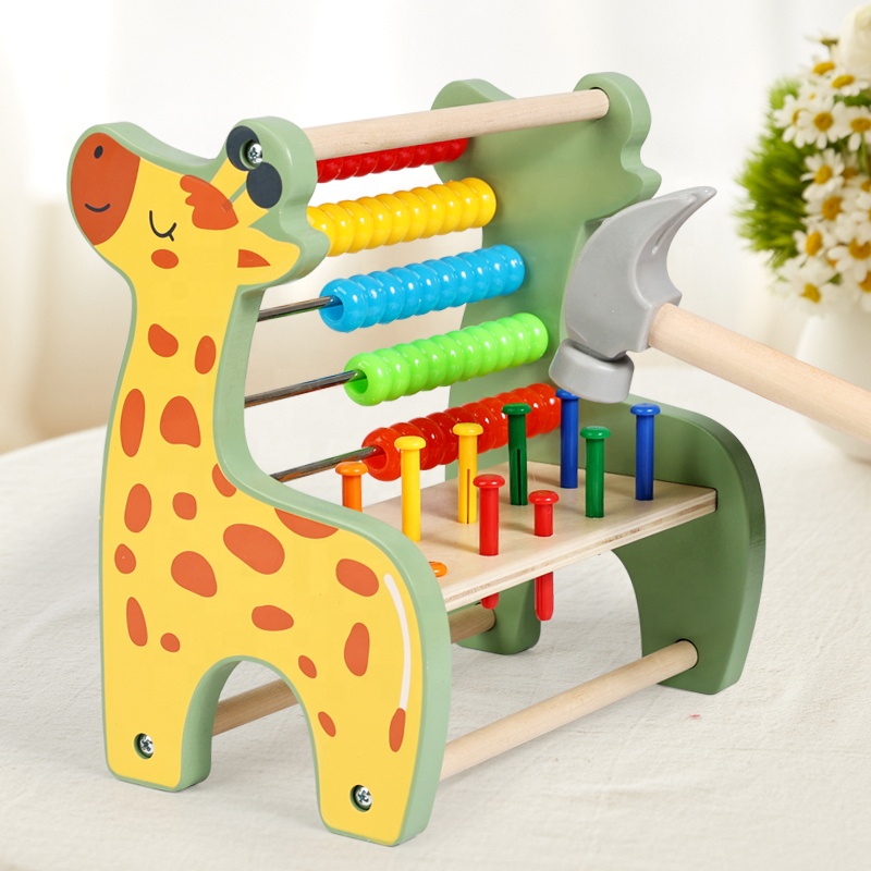 Counting Bench Math Toys Math Learning Board Game Mathematics 2-in-1 Cute Deer Shape Round Beads Rainbow Colorful Abacus