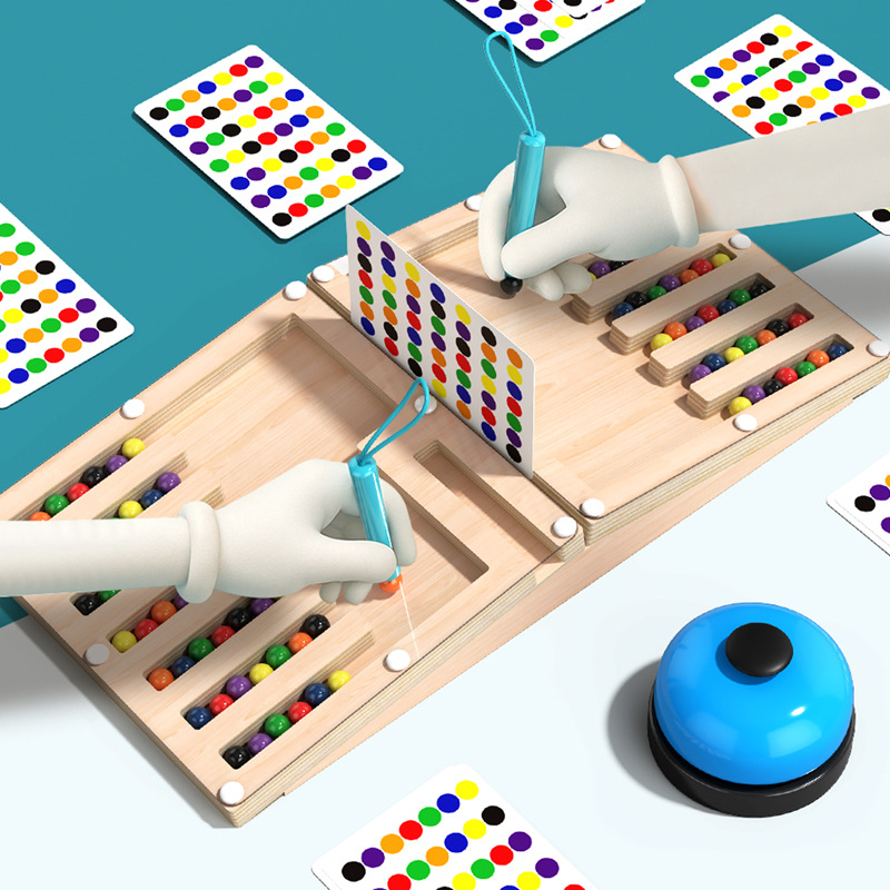 Montessori Wooden Sensory Autism Toys Educational Logic Thinking Training Parent-child Tabletop Battle Ball Game Sliding Puzzle