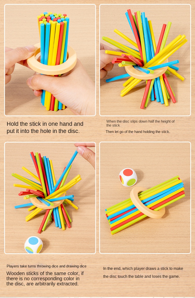 Wooden Stick Game Puzzle Dice Toy