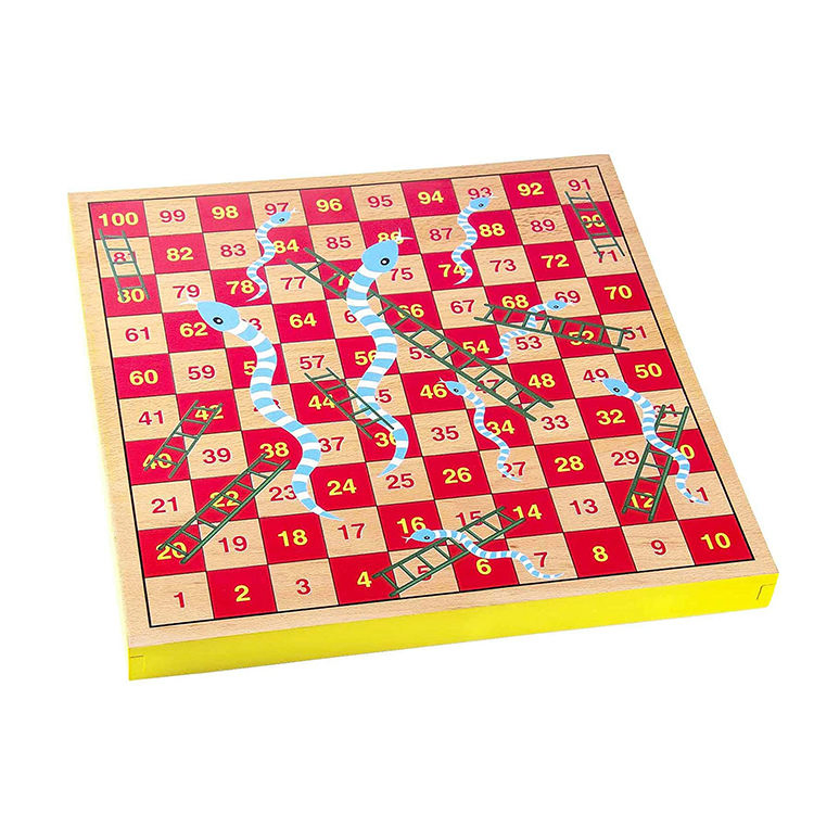 Factory Production Wholesale Hot Sale Educational Wooden Ludo and Snakes and Ladders Board Games Set for Kids Adults