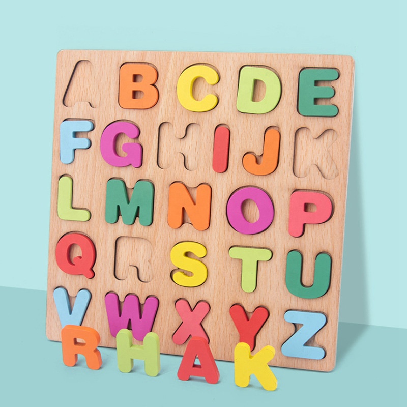 Children's Creative Alphabet Wooden Puzzle ABC Letters and Numbers Montessori Learning Board Educational Toys