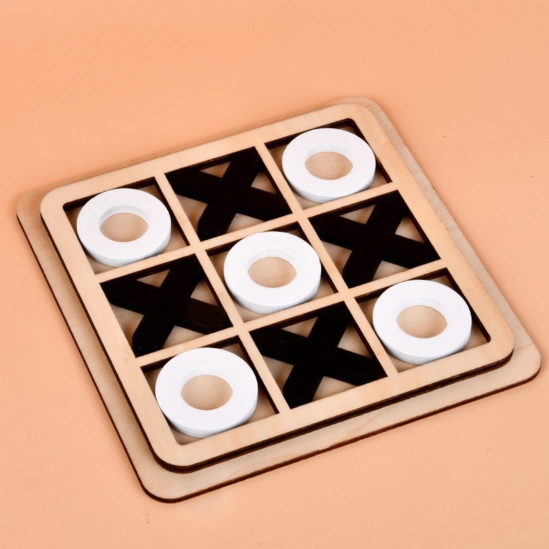 Wooden Tic Tac Toe Game Table Xo Toy for Family &amp; Children Educational Puzzle in Vibrant Colors