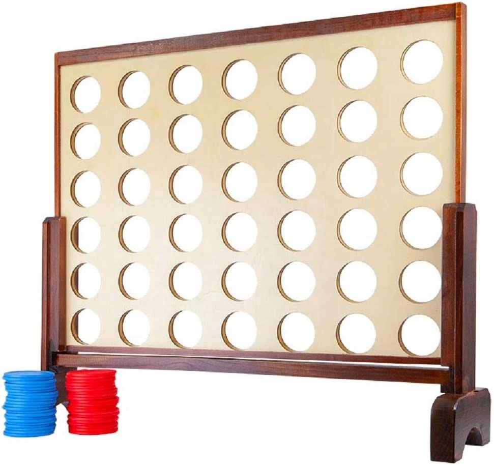 Custom Indoor and Outdoor Wooden Giant Four in a Row Game Toy for Kids and Adults