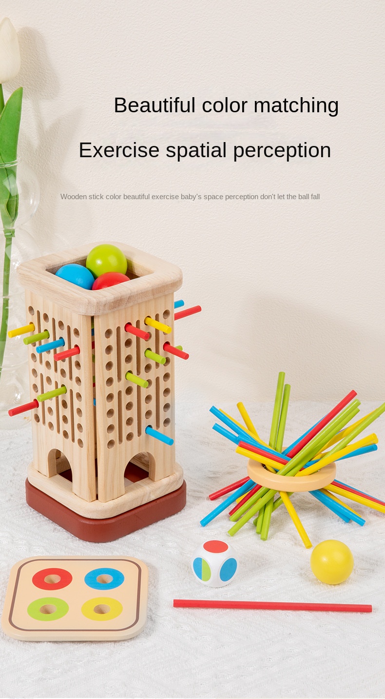 Wooden Stick Game Puzzle Dice Toy