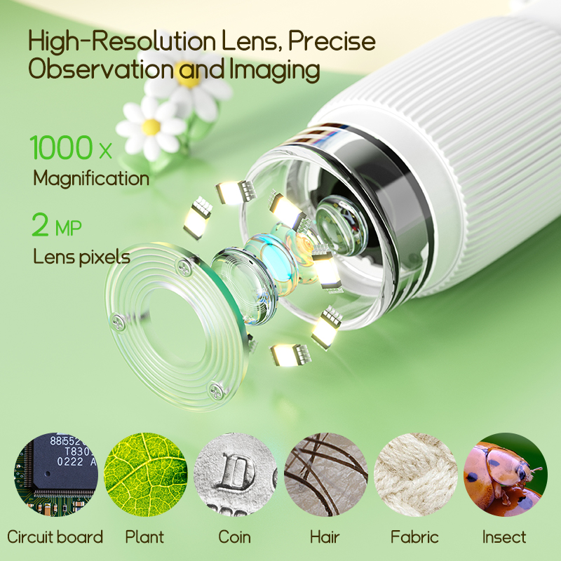 Inskam 372 Kids Stem Science Toy Pocket Microscope Portable Digital Microscope Camera Optical Microscopes For Children
