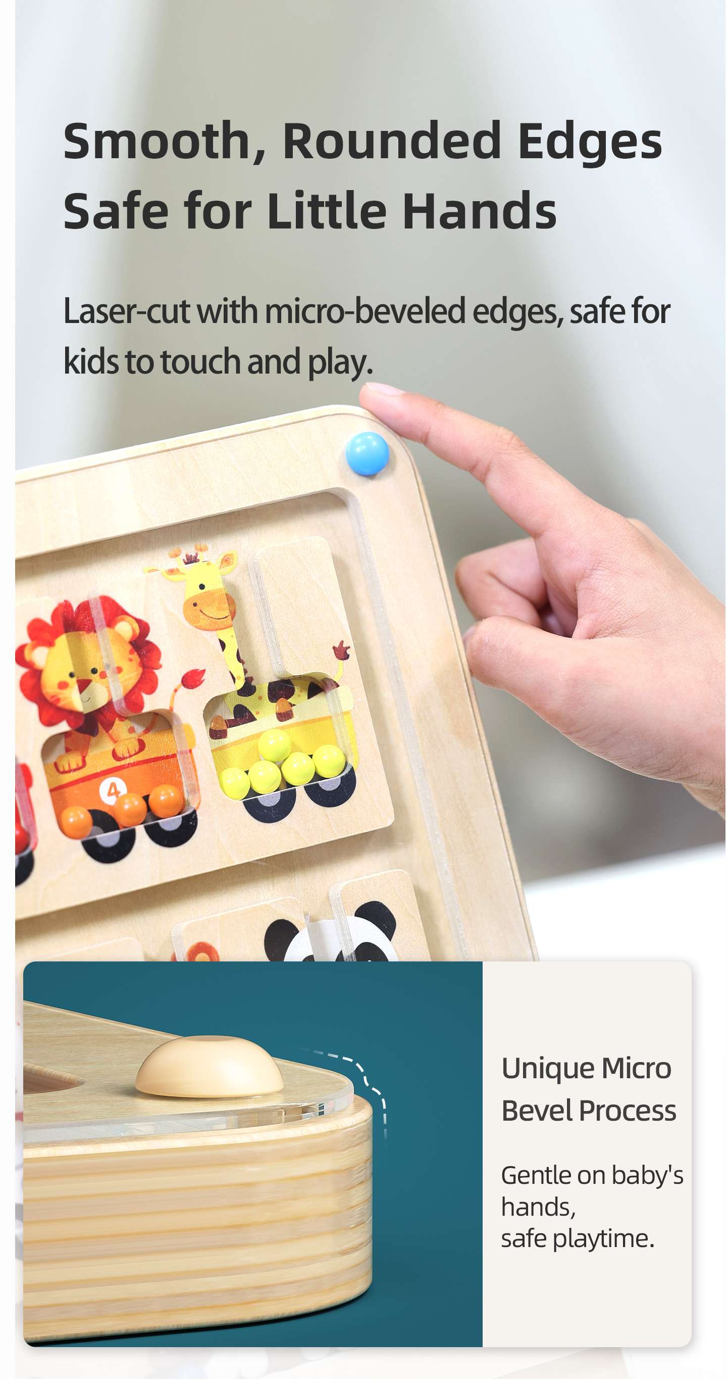 Montessori Wooden Educational Toys for Toddlers 1-3 Years Sensory Train Magnetic Maze