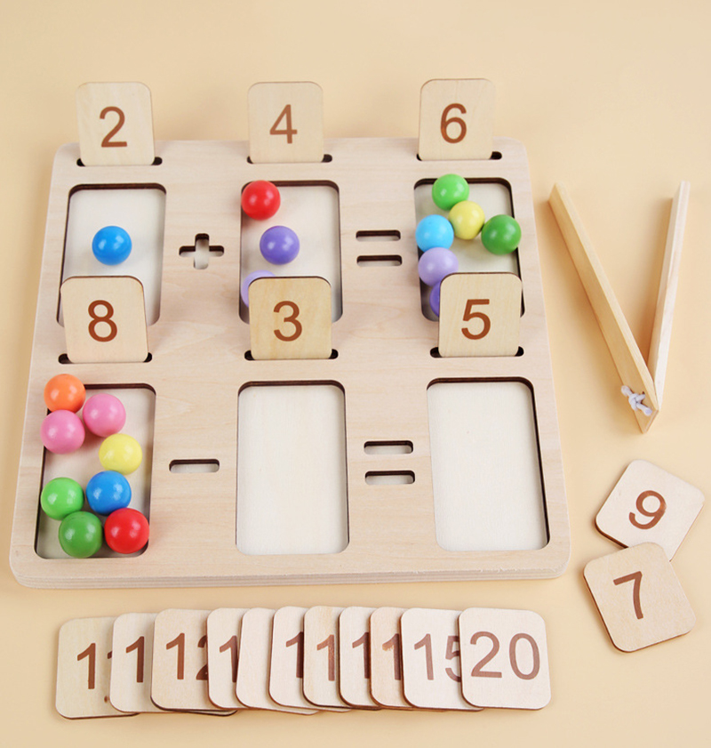 Children Learning Math Toy Education Game Montessori Wooden Counting Board Beads Tray Number Calculation Toy Kids Learning Math