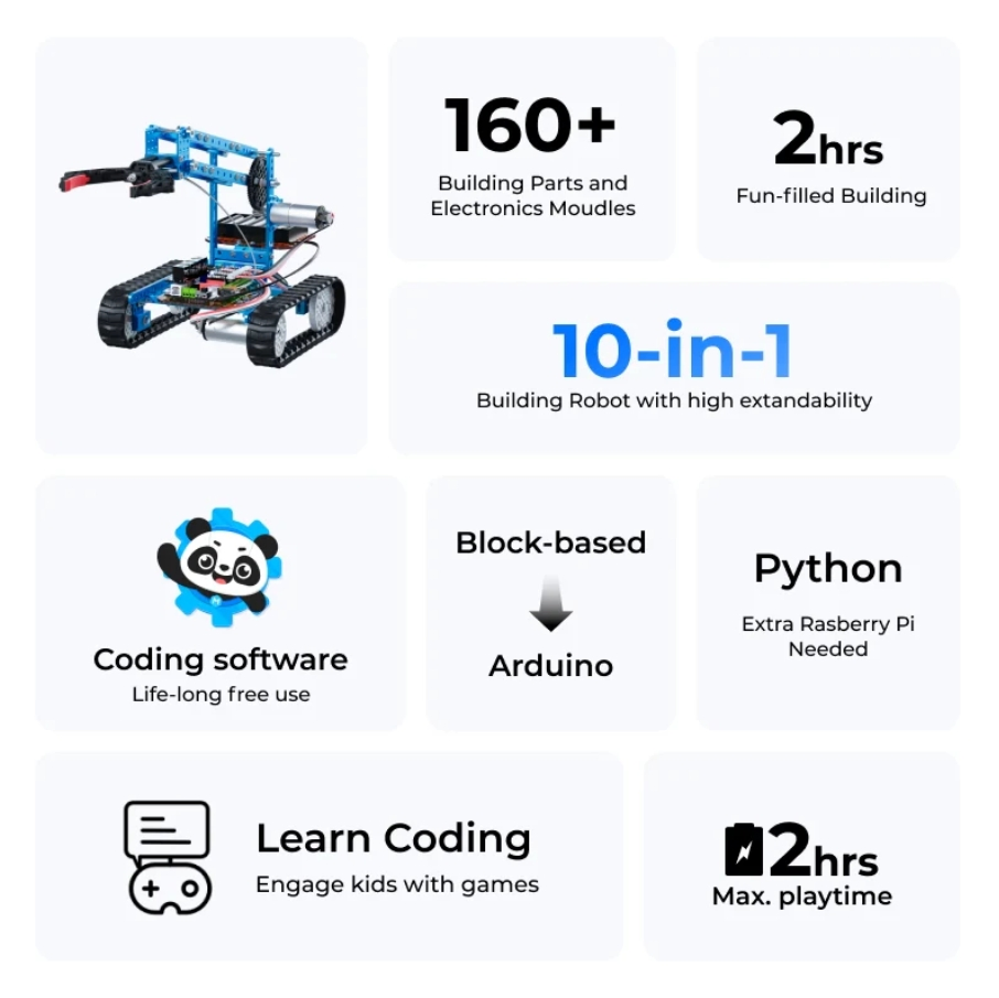 Makeblock Mbot Ultimate 10 in 1 Robot Building Toys, Robotics Kit APP Remote Control Robot Toys Compatible with Arduino C &amp; Raspberry Pi, Stem Educational DIY