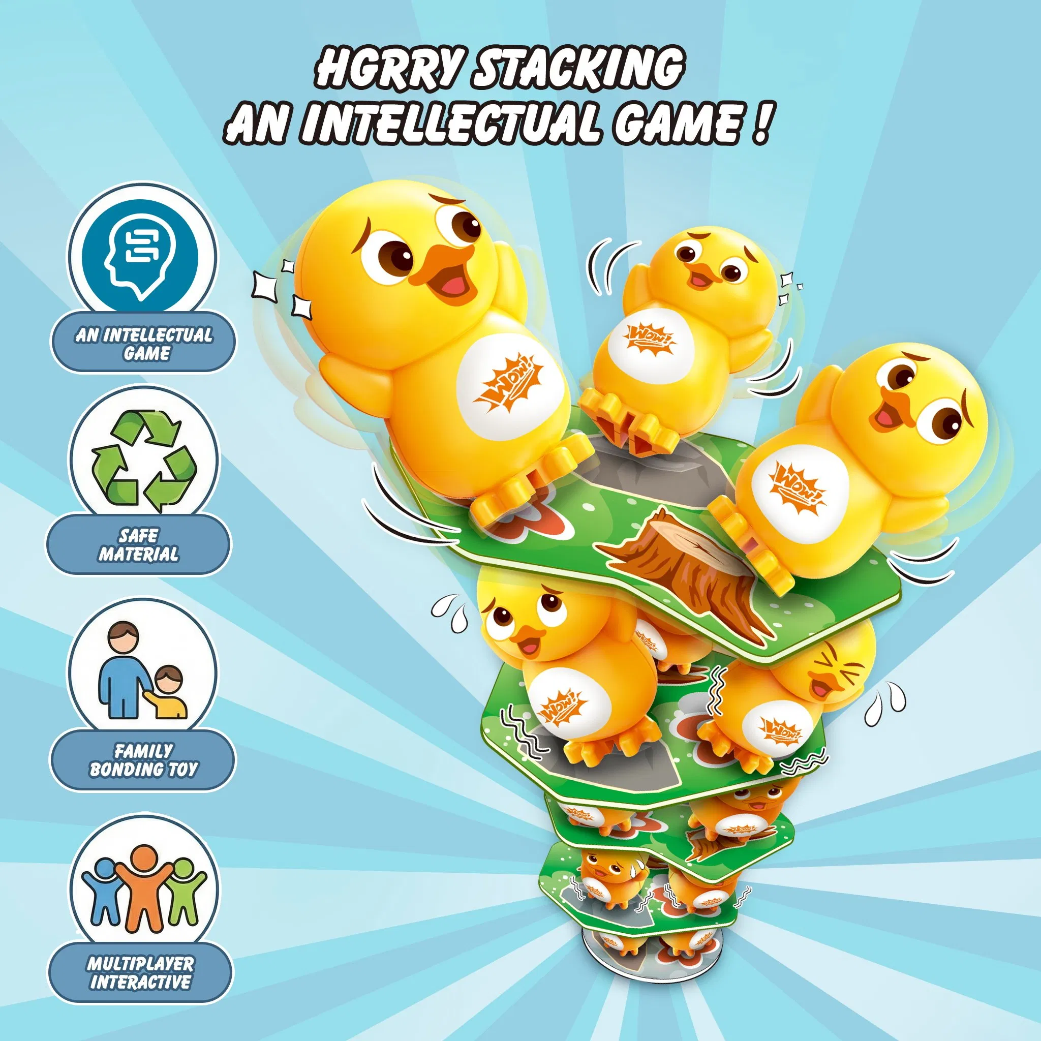 Bulk Wholesale Toy Manufacturer Yellow Duck Stacking Game Kids Educational Interactive Desktop Toy for Children Family Play