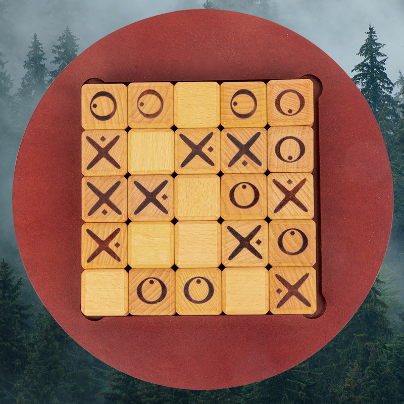 Custom Educational Logic Brain Strategy Puzzle Board Game with Xo Cubes