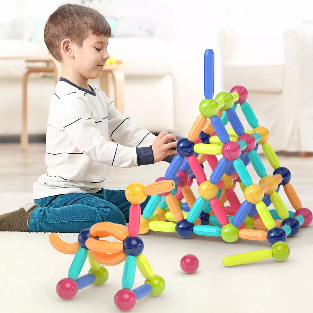 AiJH DIY Creative Educational Stem Magnetic Building Blocks Set Magnet Block Sticks Juguete De Bloques Toys