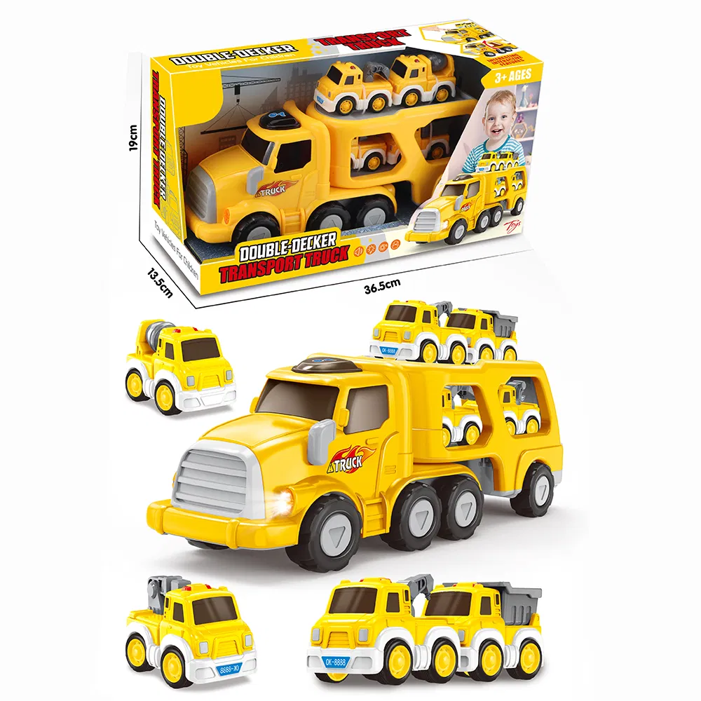 Kids Creative Plastic Toys Electric Construction Truck Carrier Transport Trucks Toys with Sound and Light Detail 3
