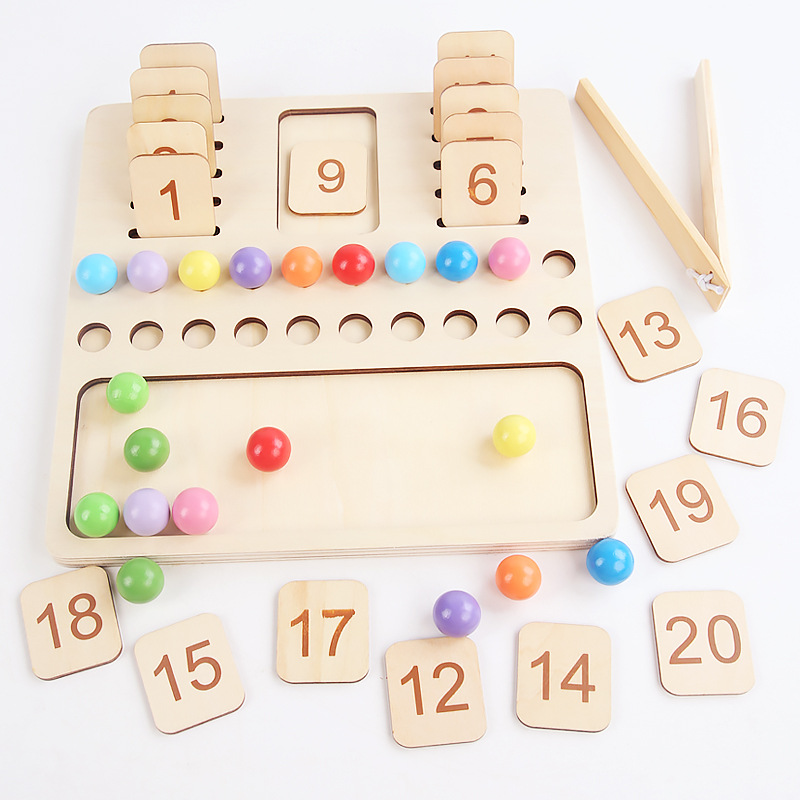 Children Learning Math Toy Education Game Montessori Wooden Counting Board Beads Tray Number Calculation Toy Kids Learning Math