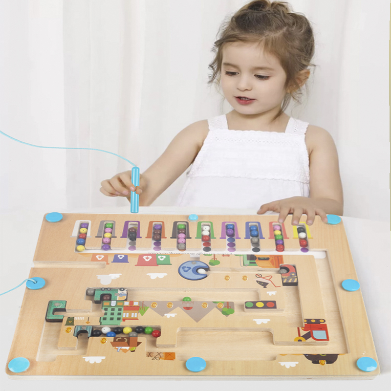 Magnetic Bead Maze Toy for Young Children Pen-Activated Game Enhancing Intelligence Logical Thinking Labyrinth Puzzles