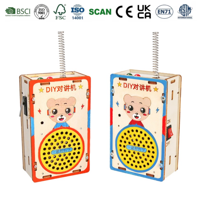 Wholesale Kids DIY Walkie Talkie Toy Cartoon Portable Outdoor Interactive Educational Toy For Boys Girls