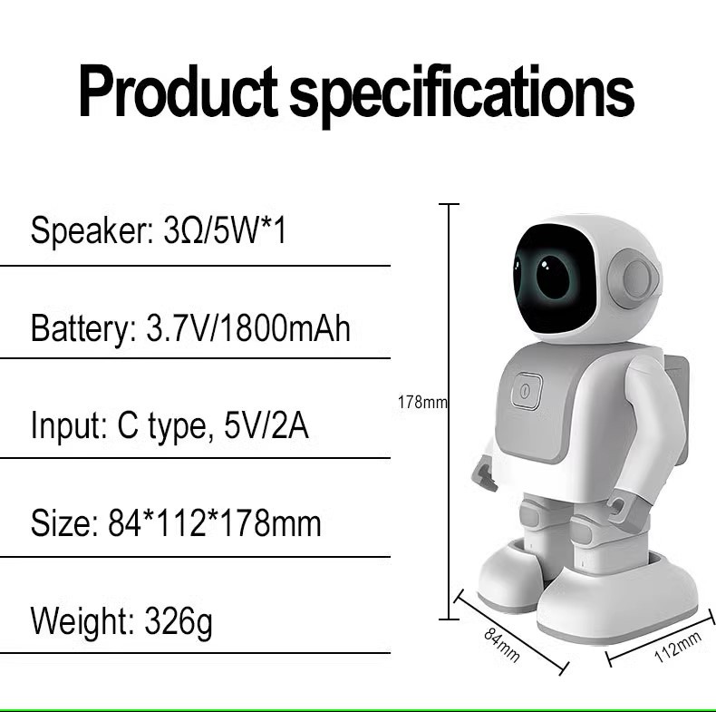 Smart Educational Chatting RGB LED Dancing Robot Toy with for & USB-C Programming Speaker-Creative Gift