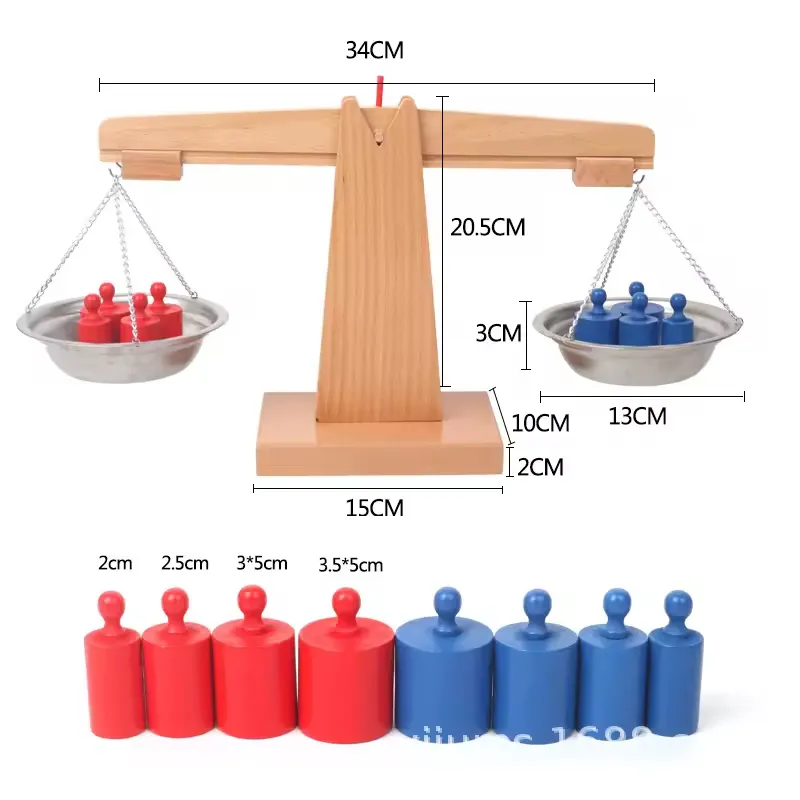 Montessori Materials Baby Wooden Balance Scale Math Game Educational Teaching Aids Learning Sensory Toys for Kids