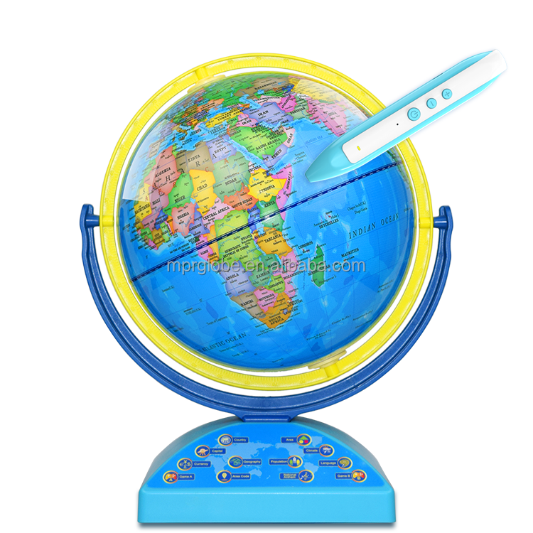 Rewritable Colorful Easy-Read High Clear Map Educational Interactive Talking World Earth Globe STEM Toy for Kids Geograpic Learn