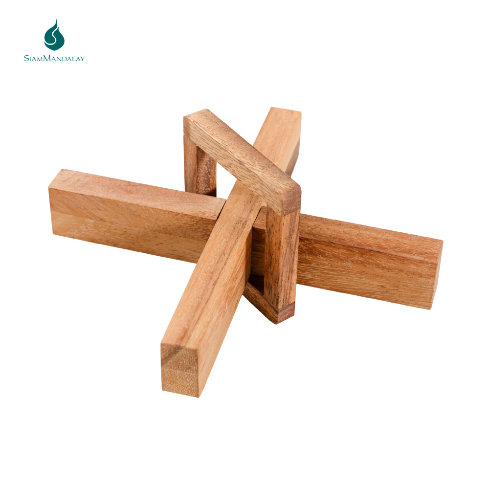 Mysterious X : Wooden Disentanglement Puzzle Cross Shape Interlocking Mysterious X Brain Teaser Logic Game Educational Toy