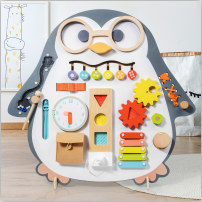 Potatomato Montessori Wooden Busy Board Sensory Educational Toys for Toddlers 1-4 Years Old Fine Motor Skills Activity Board Toy