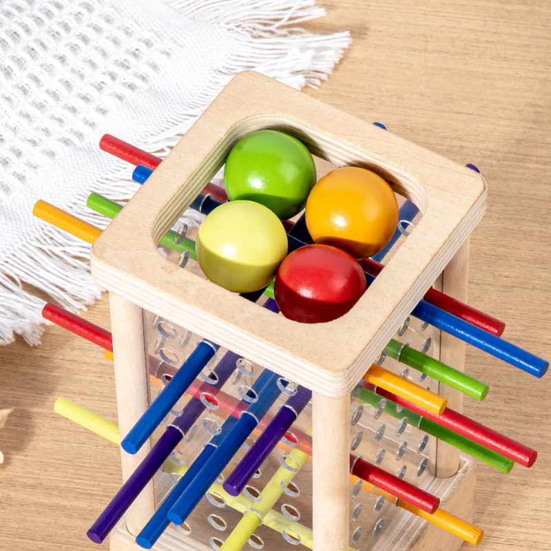 Wooden 4 Sided Wooden Stick Board Game Interactive Montessori Early Childhood Education Toy for Parent-child Interaction