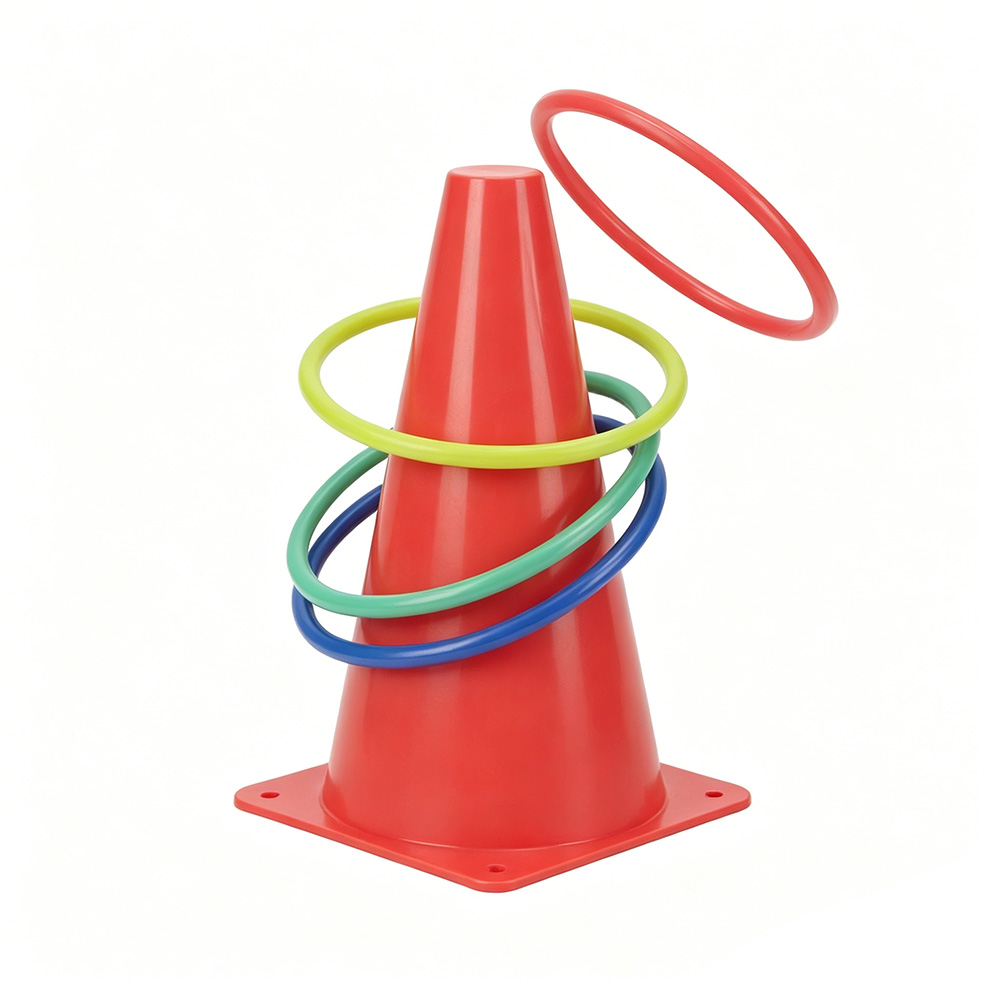 Educational Family Interactive Game Set - Ring Toss &amp; Egg Spoon Race with Colorful Cones for Kids