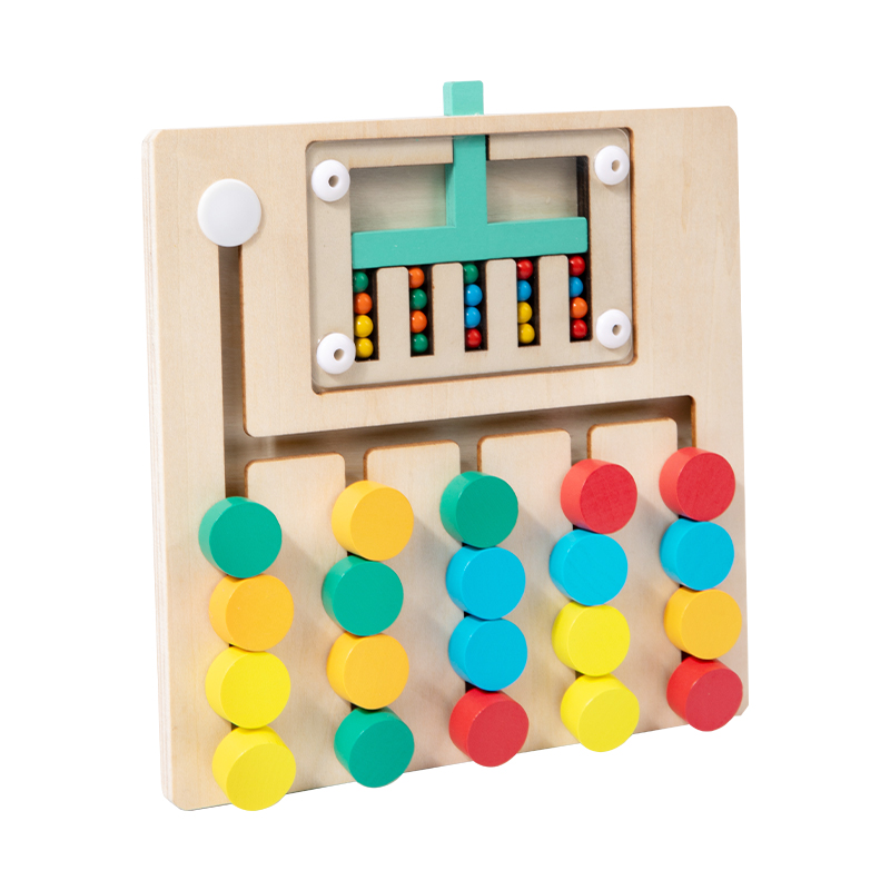 Montessori Slide Puzzle Wooden Color Matching Board Logic Game Kids Travel Toys Preschool Learning Educational Birthday Gifts